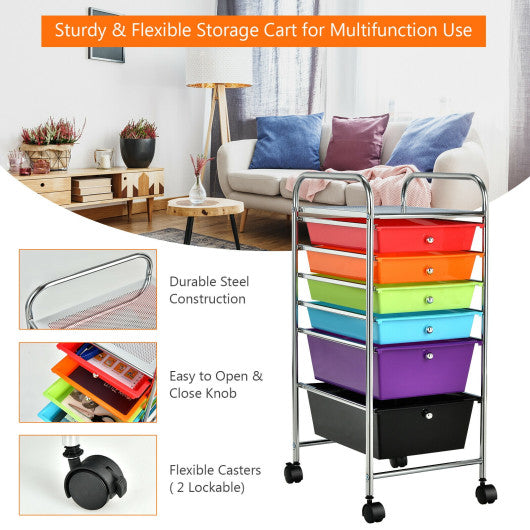 6 Drawers Rolling Storage Cart Organizer-Multicolor