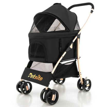 3-In-1 Pet Stroller with Removable Car Seat Carrier-Black