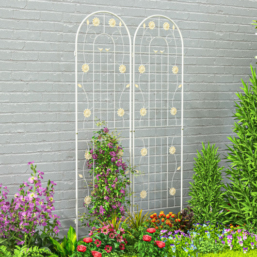 2 Pack 71 x 20 Inch Metal Garden Trellis Rustproof Plant Support for Climbing Plants-White