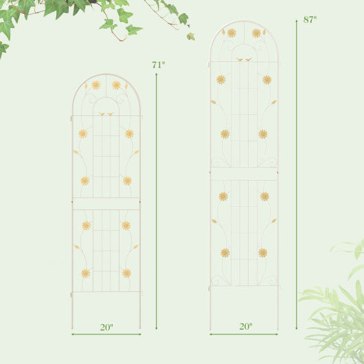 2 Pack 71 x 20 Inch Metal Garden Trellis Rustproof Plant Support for Climbing Plants-White