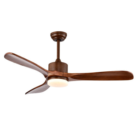 52 Inch Reversible Ceiling Fan with LED Light and Adjustable Temperature-Brown