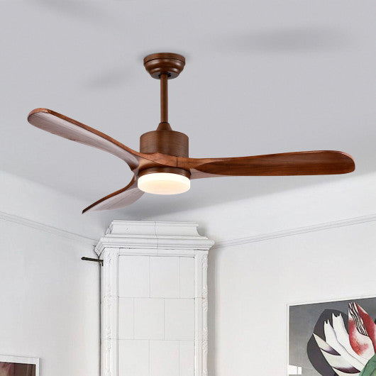 52 Inch Reversible Ceiling Fan with LED Light and Adjustable Temperature-Brown