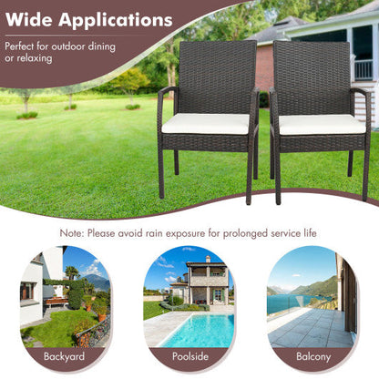 4 Pieces Patio Wicker Dining Armchair Set with Soft Zippered Cushion-Set of 4