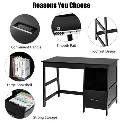 47.5 Inch Modern Home Computer Desk with 2 Storage Drawers-Black