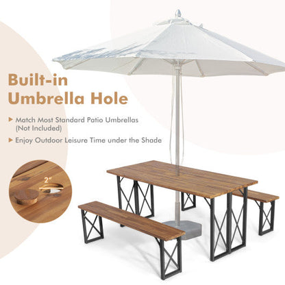 6-Person Outdoor Patio Dining Table Set with 2 Inch Umbrella Hole