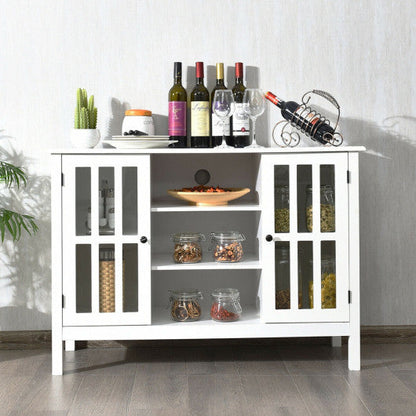 Wooden TV Stand Console Cabinet for 50 Inch TV-White