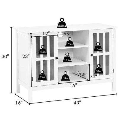 Wooden TV Stand Console Cabinet for 50 Inch TV-White