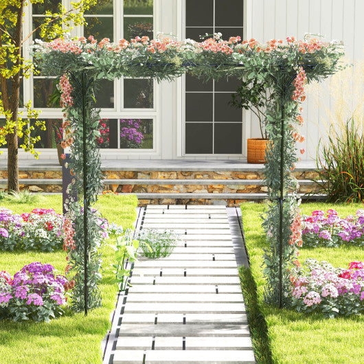 81 Inch Garden Arbor Metal Archway for Climbing Plants-Black