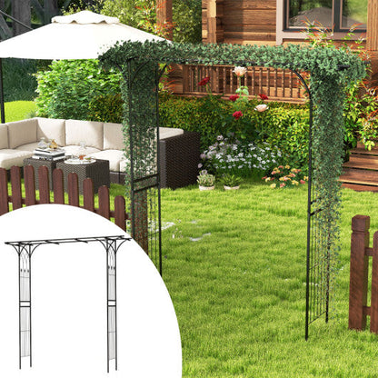 81 Inch Garden Arbor Metal Archway for Climbing Plants-Black