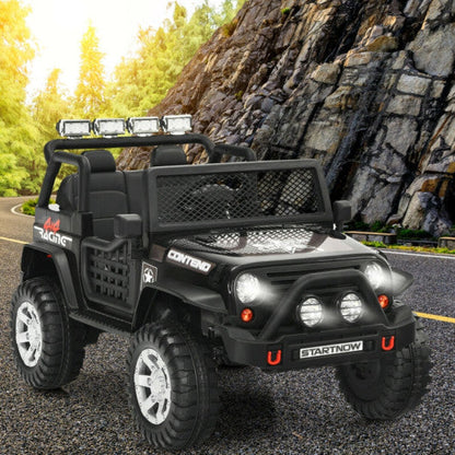 12V Kids Remote Control Electric Ride On Truck Car with Lights and Music -Black