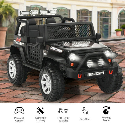 12V Kids Remote Control Electric Ride On Truck Car with Lights and Music -Black