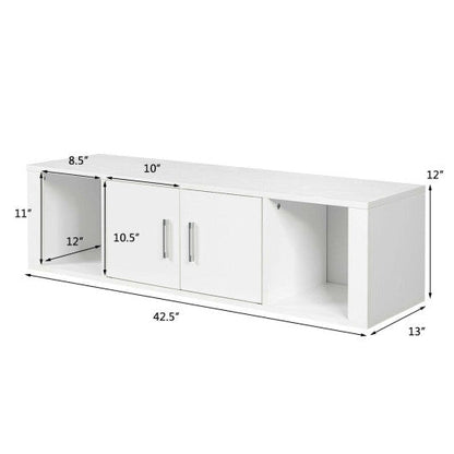 Wall Mounted Floating 2 Door Desk Hutch Storage Shelves-White