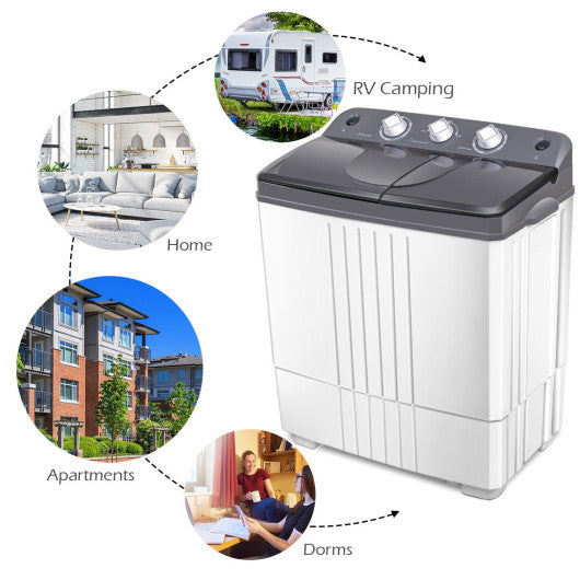 20 lbs Portable Semi-Automatic Twin-tub Washing Machine