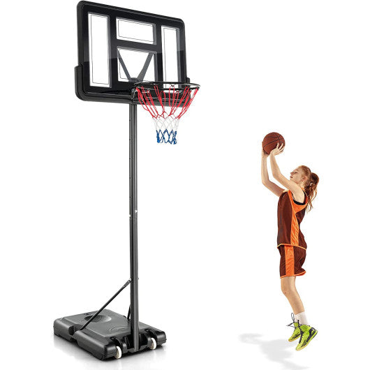 4.25-10 Feet Adjustable Basketball Hoop System with 44 Inch Backboard