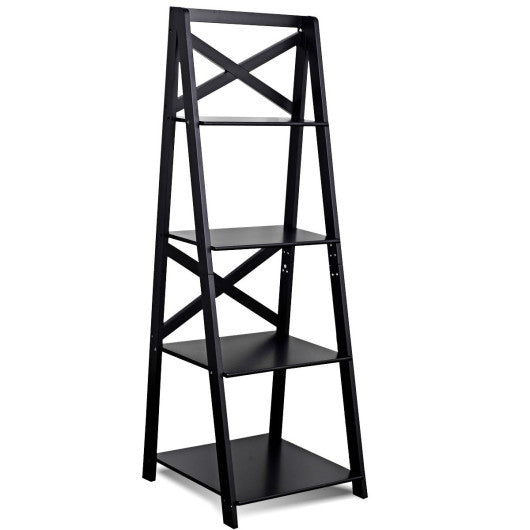 4-Tier Leaning Free Standing Ladder Shelf Bookcase