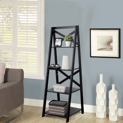 4-Tier Leaning Free Standing Ladder Shelf Bookcase