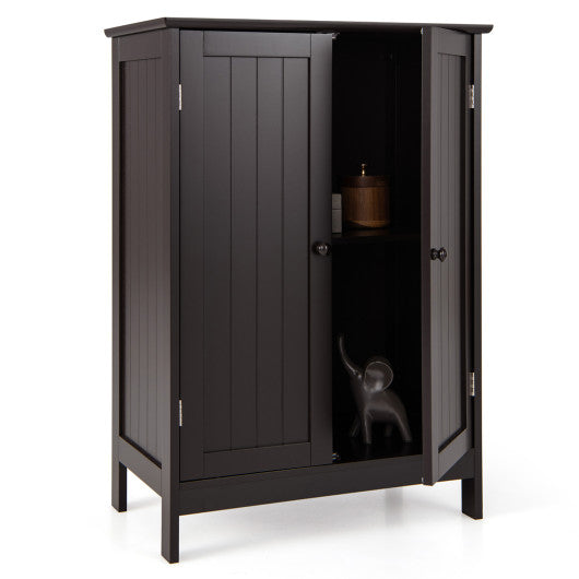 Bathroom Floor Storage Double Door Cupboard Cabinet-Brown