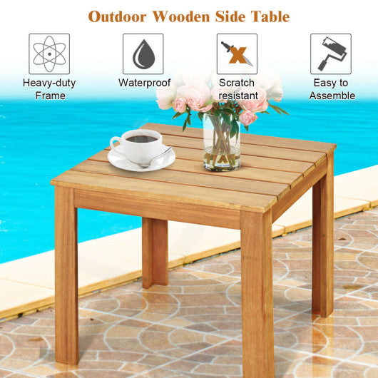 Wooden Square Patio Coffee Bistro Table-Natural