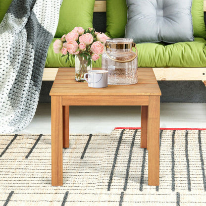 Wooden Square Patio Coffee Bistro Table-Natural