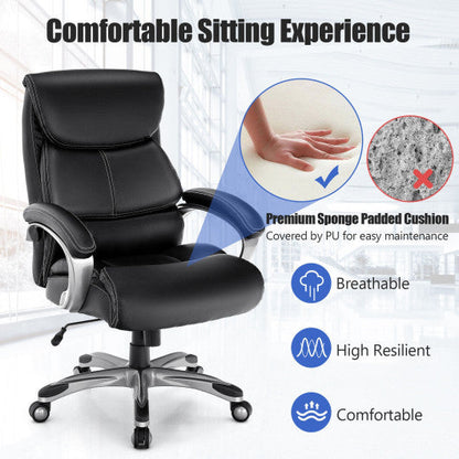 Adjustable Executive Office Recliner Chair with High Back and Lumbar Support-Black