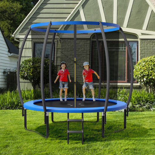 10 Feet ASTM Approved Recreational Trampoline with Ladder-Blue