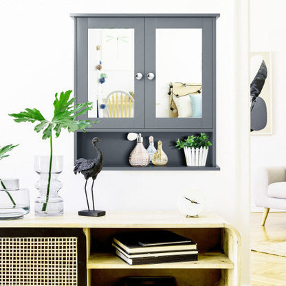 Bathroom Wall Mount Mirror Cabinet Organizer-Gray