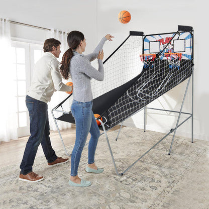 Foldable Dual Shot Basketball Arcade Game with Electronic Scoring System