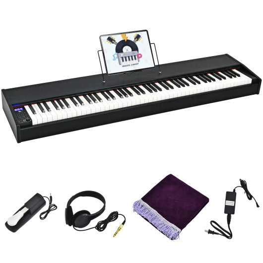 88-Key Full Size Digital Piano Weighted Keyboard with Sustain Pedal-Black