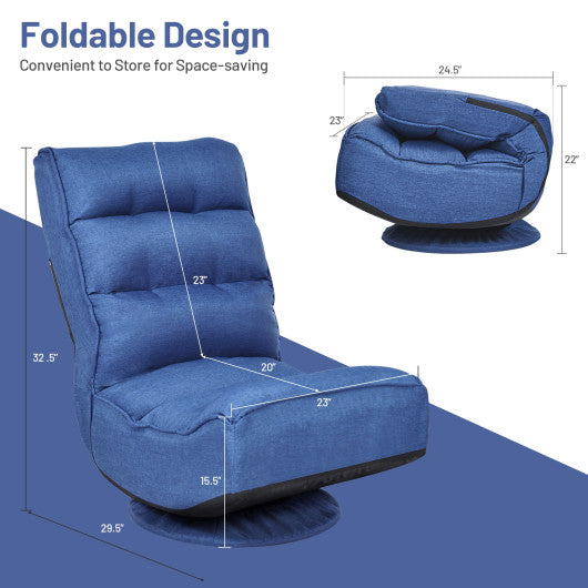 5-Position Folding Floor Gaming Chair-Navy