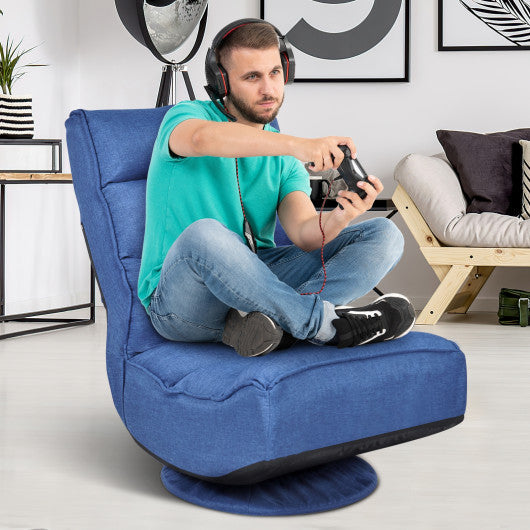 5-Position Folding Floor Gaming Chair-Navy