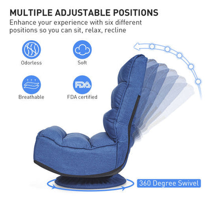 5-Position Folding Floor Gaming Chair-Navy