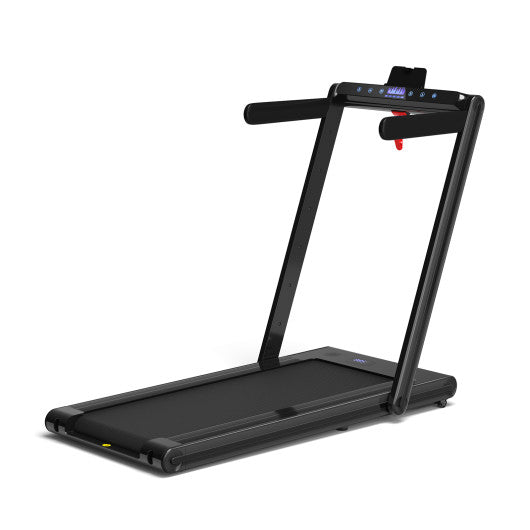 2-in-1 Folding Treadmill with Dual LED Display-Black