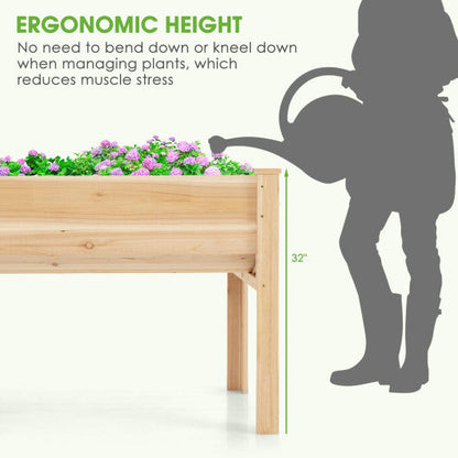 48 x 24 x 32 Inch Elevated Wood Planter Box with Legs