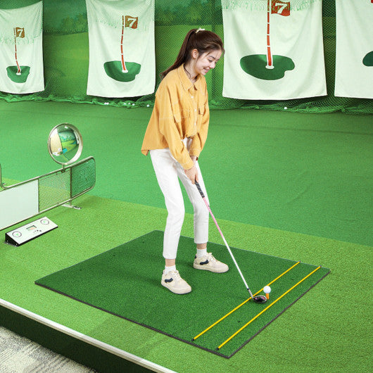 Artificial Turf Mat for Indoor and Outdoor Golf Practice Includes 2 Rubber Tees and 2 Alignment Sticks-32mm