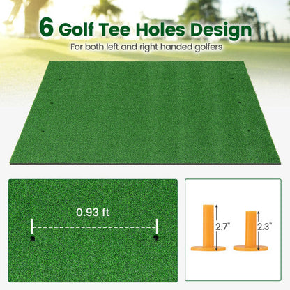 Artificial Turf Mat for Indoor and Outdoor Golf Practice Includes 2 Rubber Tees and 2 Alignment Sticks-32mm