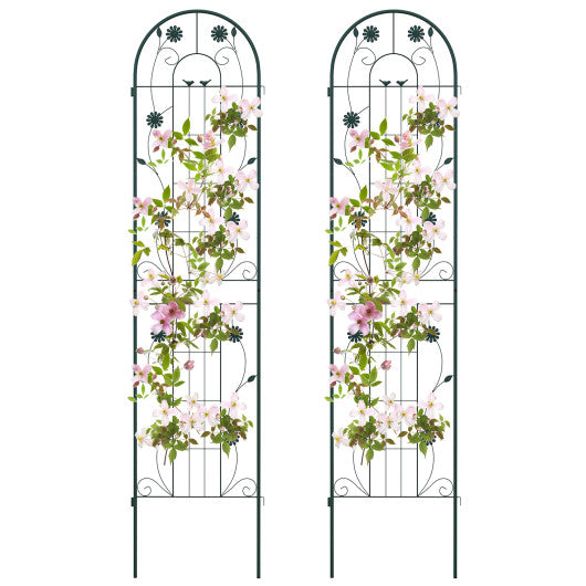 2 Pack 86.5 x 20 Inches Metal Garden Trellis for Climbing Plants-Green