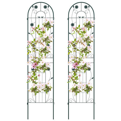 2 Pack 86.5 x 20 Inches Metal Garden Trellis for Climbing Plants-Green