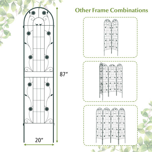 2 Pack 86.5 x 20 Inches Metal Garden Trellis for Climbing Plants-Green