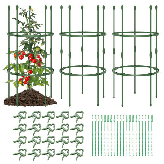 3-Pack Garden Trellis 40"/60" Tall Plant Support Stands with Clips and Ties-S