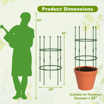 3-Pack Garden Trellis 40"/60" Tall Plant Support Stands with Clips and Ties-S