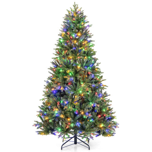 5/6/7 Feet Pre-lit Artificial Christmas Tree with Branch Tips and LED Lights-7 ft