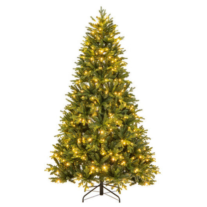 5/6/7 Feet Pre-lit Artificial Christmas Tree with Branch Tips and LED Lights-7 ft