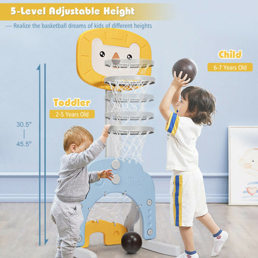 3-in-1 Adjustable Kids Basketball Hoop Sports Set-Yellow