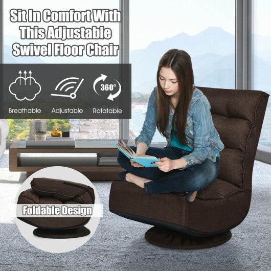 5-Position Folding Floor Gaming Chair-Brown