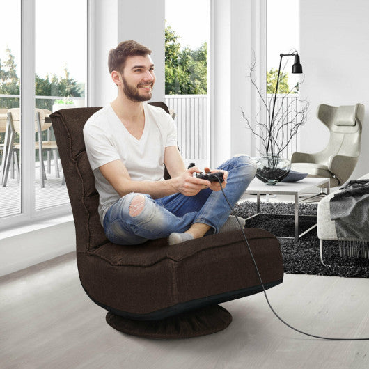 5-Position Folding Floor Gaming Chair-Brown