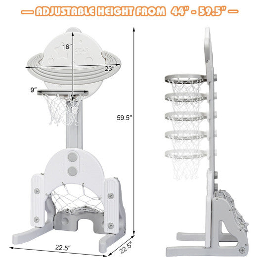 3 in 1 Kids Basketball Hoop Set with Balls-White