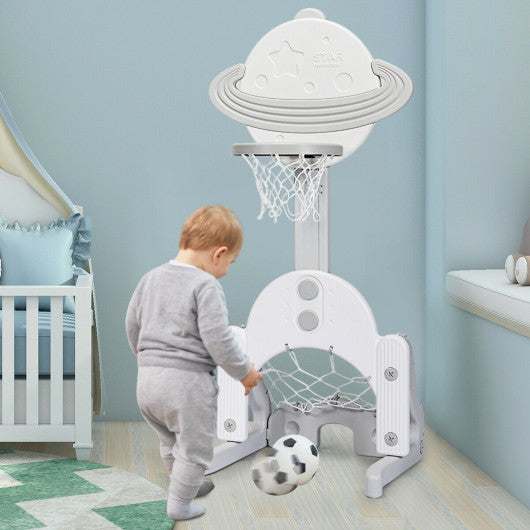 3 in 1 Kids Basketball Hoop Set with Balls-White