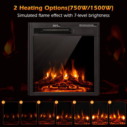 18/22.5 Inch Electric Fireplace Insert with 7-Level Adjustable Flame Brightness-22.5 inches