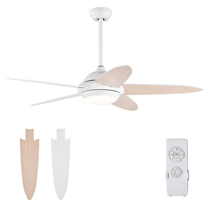 52 Inch Ceiling Fan with Lights and 3 Lighting Colors-White