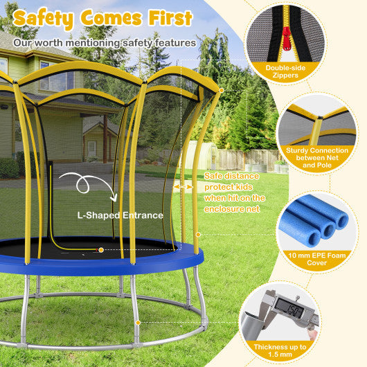 10 Feet Unique Flower Shape Trampoline with Galvanized Steel Frame-Yellow